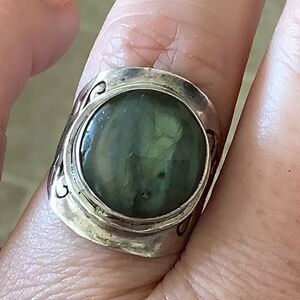 𝅺STERLING SILVER 925 LABRADORITE WOMAN RING SIZE US 7.5​​